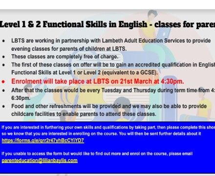 Level 1 2 functional skills in english clases for parents